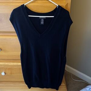 Lands' End Navy Sleeveless V-Neck Sweater